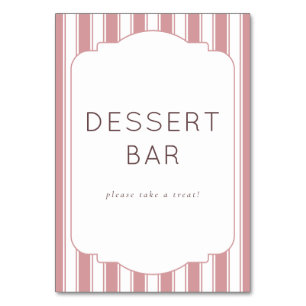 Cheerful Pink Dessert Stripes Table Number