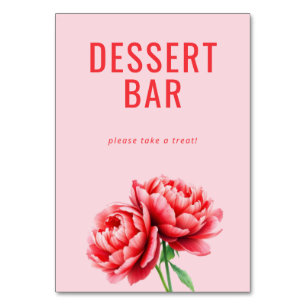 Cheerful Pink Floral Dessert Bar Sign Table Number