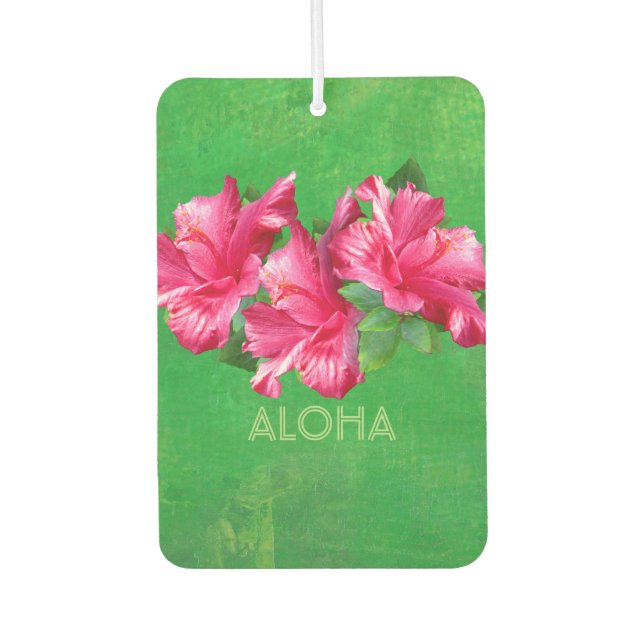 Cheerful Pink Hibiscus Blooms Custom Car Air Freshener (Front)