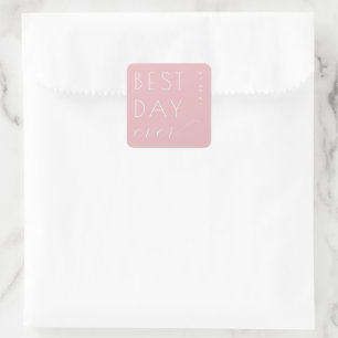 Cheerful Pink Minimalist Wedding Sticker