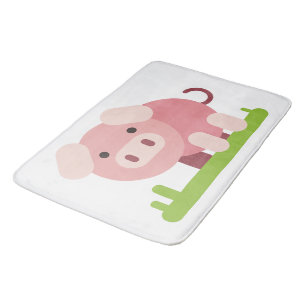 Cheerful Pink Piglet Bath Mat
