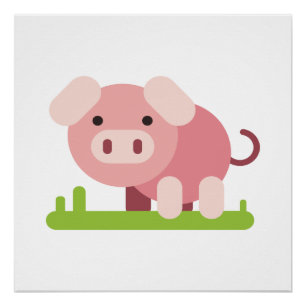 Cheerful Pink Piglet Poster