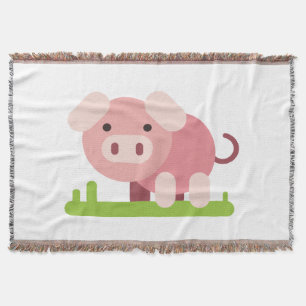 Cheerful Pink Piglet Throw Blanket