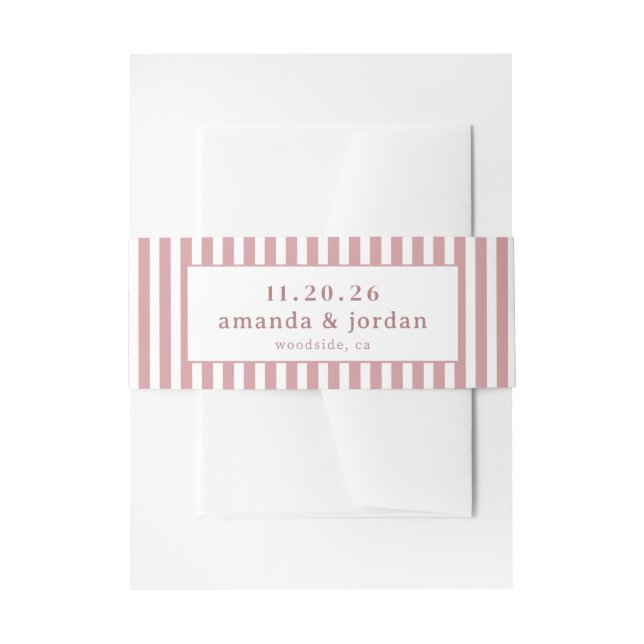 Cheerful Pink Stripes Invitation Belly Band (Front Example)
