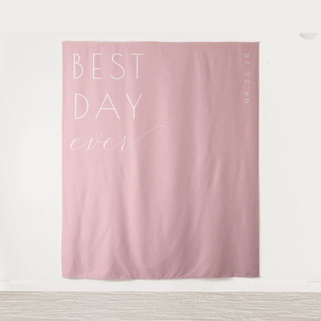 Cheerful Pink Typographic Celebration Tapestry (Front)