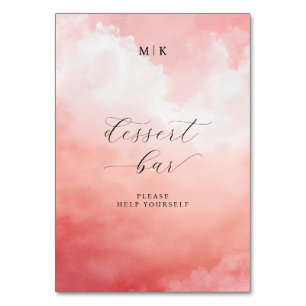 Cheerful Pink Watercolor Dessert Bar Sign Table Number