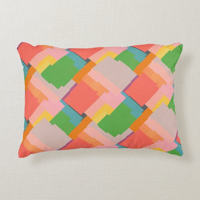 Cheerful Pink Yellow Green Orange Salmon Coral  Decorative Cushion (Front)