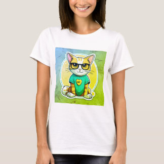 "Cheerful Pixar-Style Cat Sticker"t shirt