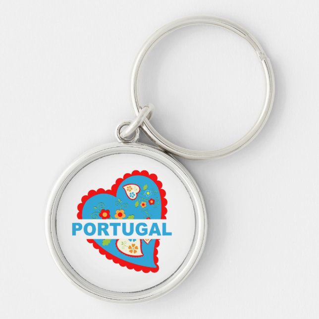 Cheerful Portuguese heart Key Ring (Front)
