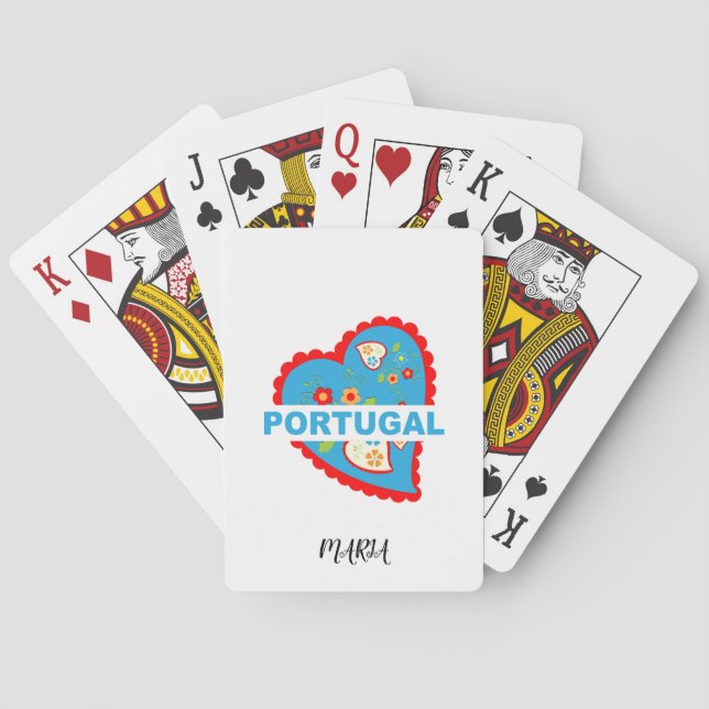 Cheerful Portuguese heart Playing Cards (Back)
