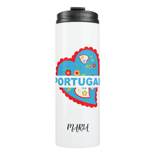 Cheerful Portuguese heart Thermal Tumbler (Front)
