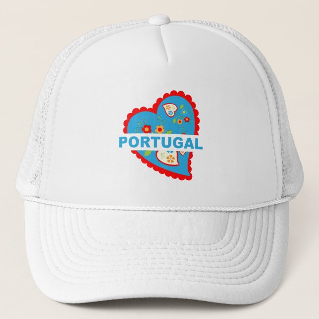 Cheerful Portuguese heart Trucker Hat (Front)