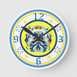 Cheerful Pottery Pattern Clock