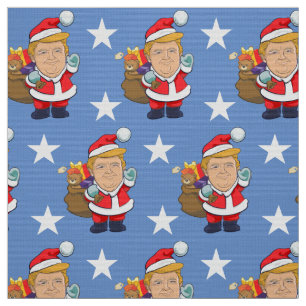 Cheerful President Donald Trump Santa  Christmas Fabric