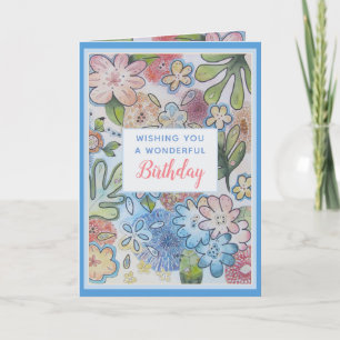 Cheerful Pretty Flower Happy Birthday Card