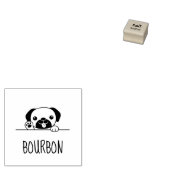 Cheerful Pug Dog Custom Name Rubber Stamp (Stamped)