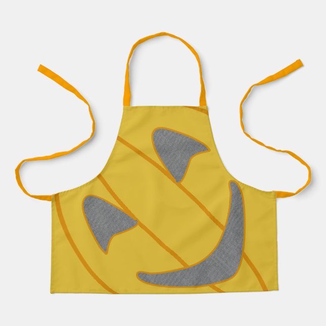 Cheerful Pumpkin Costume Design Halloween Orange Apron (Front)