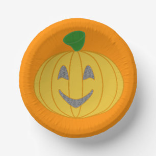 Cheerful Pumpkin Costume Design Halloween Orange Paper Plate