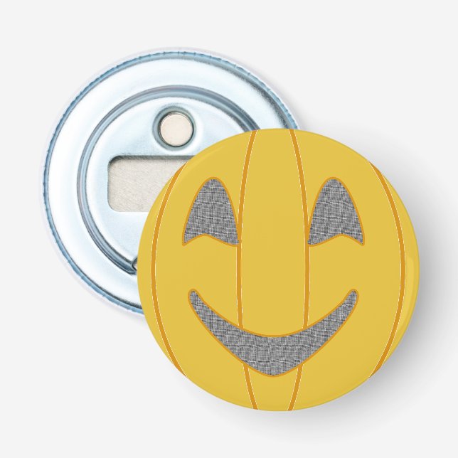 Cheerful Pumpkin Orange Bottle Opener (Front)