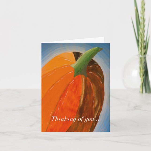 Cheerful Pumpkin Thinking Of You Card (Front)