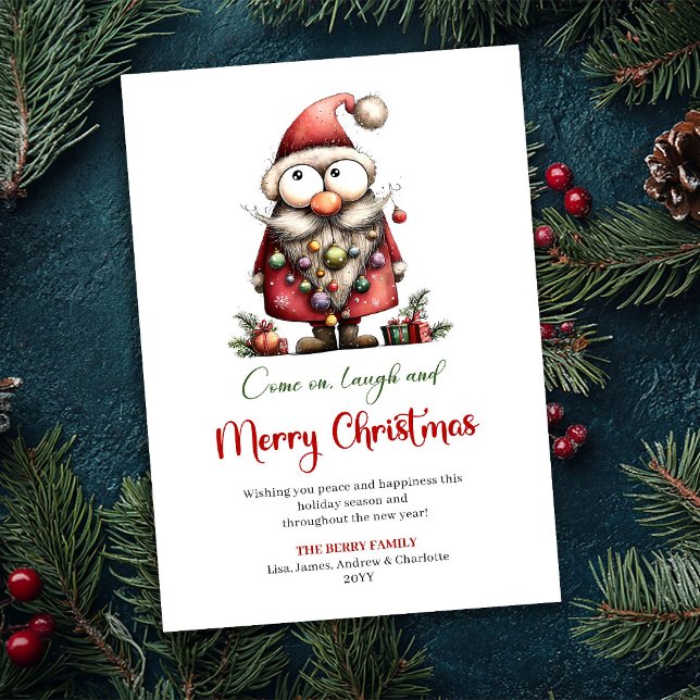 Cheerful Quirky Santa Watercolor Holiday Greeting  (Cheerful Quirky Santa Watercolor Holiday Greeting Card)