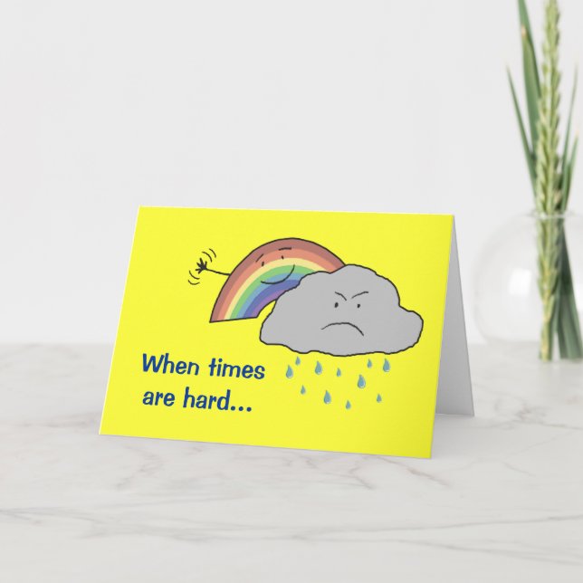 Cheerful Rainbow Behind a Cloud Encouragement Card (Front)