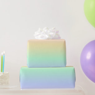 Cheerful Rainbow Ombre Birthday Pastel Party Gift Wrapping Paper