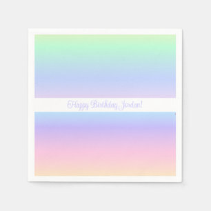 Cheerful Rainbow Ombre Kids Birthday Pastel Party Napkin