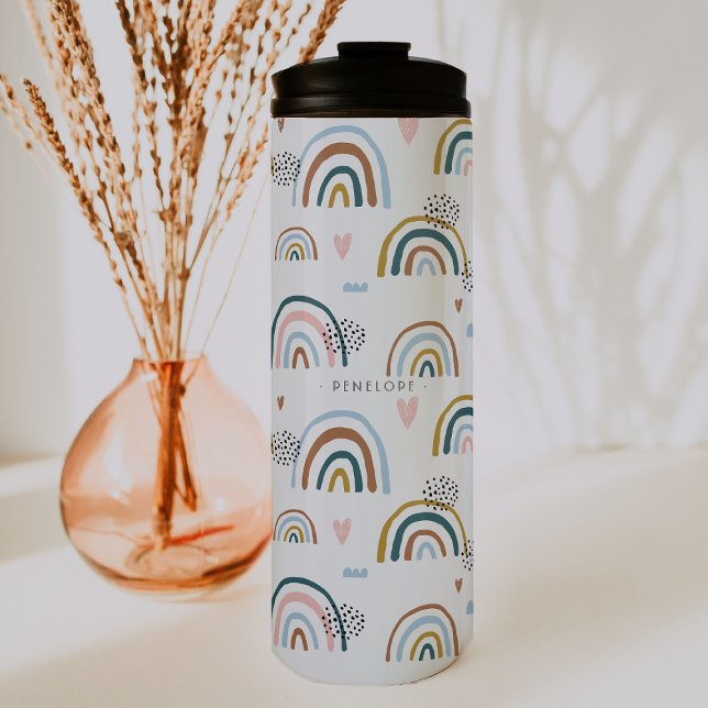 Cheerful Rainbow Pattern | Monogram Tumbler (Creator Uploaded)