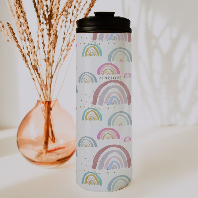 Cheerful Rainbow Pattern | Monogram Tumbler (Creator Uploaded)