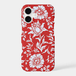 Cheerful red and white vintage floral pattern