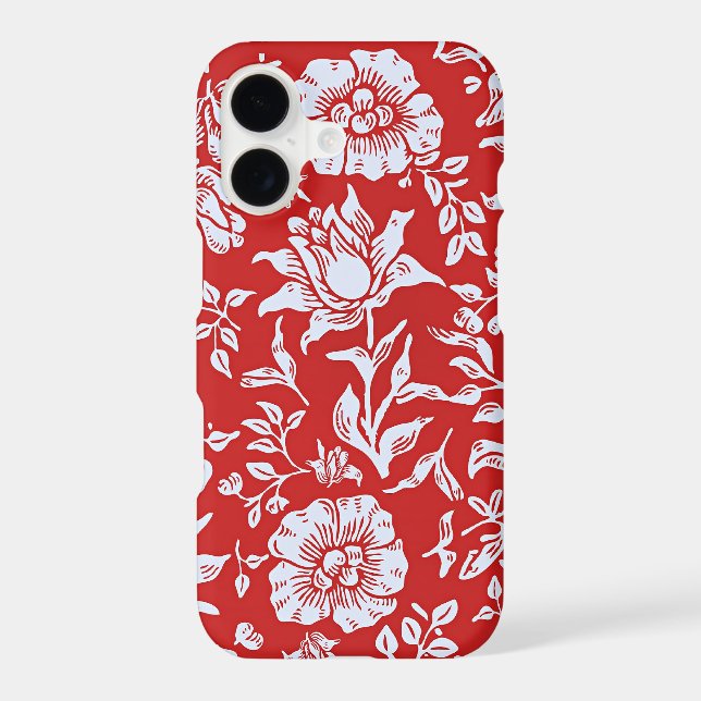 Cheerful red and white vintage floral pattern (Back)