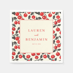 Cheerful Red Cherry Border Napkin
