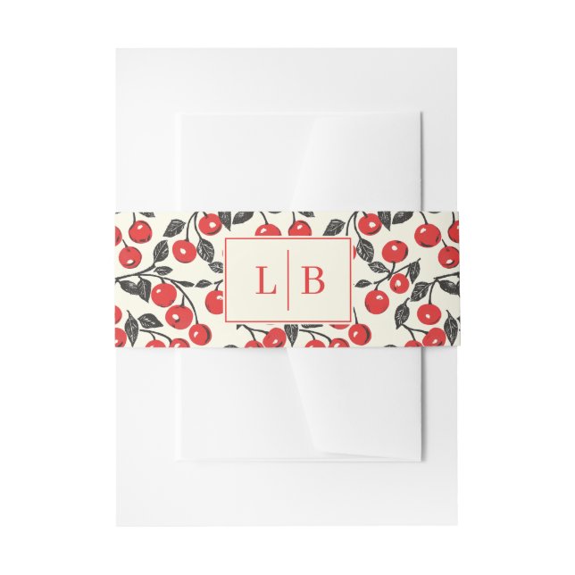 Cheerful Red Cherry Illustration Invitation Belly Band (Front Example)
