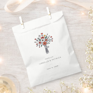 Cheerful Red Floral Illustration Favour Bags