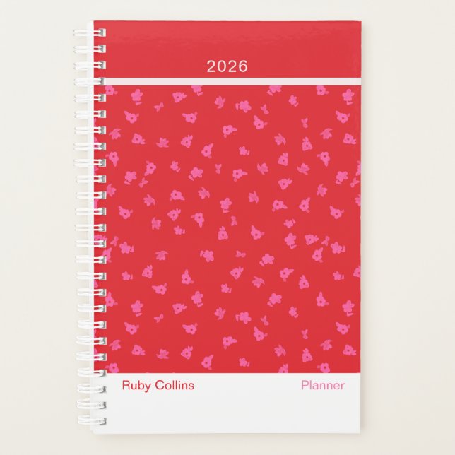 Cheerful Red Floral Modern Planner (Front)