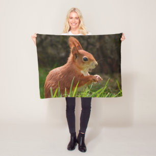 Cheerful Red Squirrel Fleece Blanket