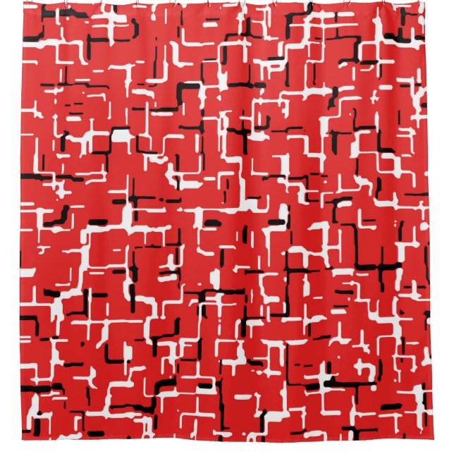 Cheerful Red/White/Black Trendy Shower Curtain (Front)