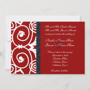 Cheerful Red & White Swirl Wedding Invitation
