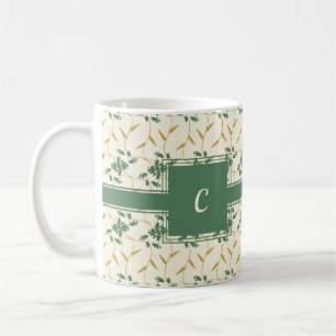 Cheerful Regal Floral Ivory Monogram Coffee Mug