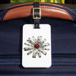 Cheerful Retro 60s Red Dot Dotted Daisy Flower Luggage Tag