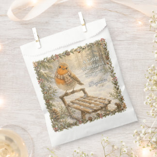 Cheerful Robin Snowy Woodland Winter Birthday Favour Bags