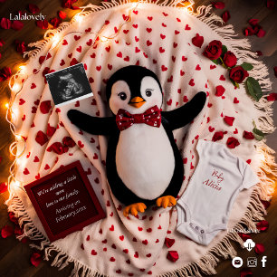 Cheerful &romantic penguin Pregnancy announcement