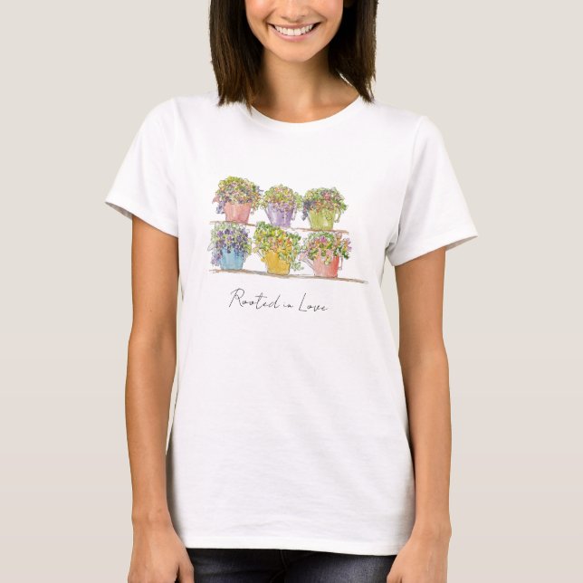 Cheerful Rooted in Love Flower Market T-Shirt (Front)