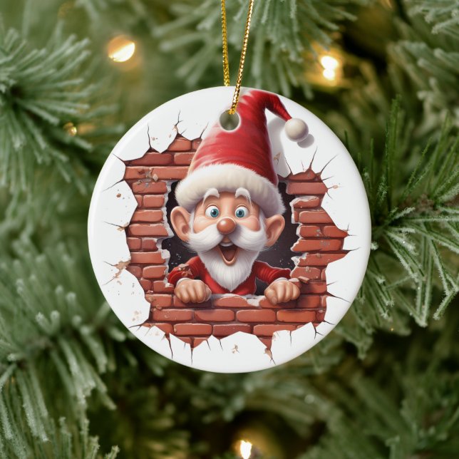 Cheerful Santa - 3D Ceramic Tree Decoration (Tree)
