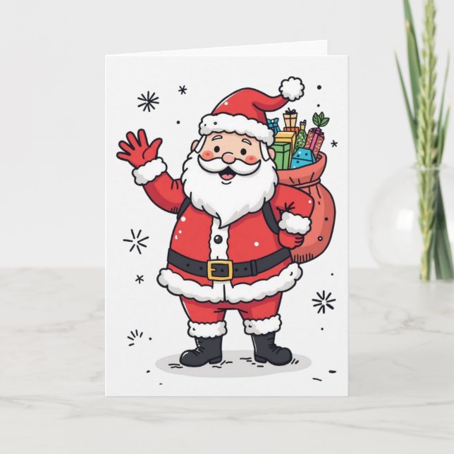 Cheerful Santa Christmas Card – Blank Inside Holid (Front)