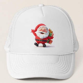 Cheerful Santa Claus Carrying Festive Gifts Trucker Hat