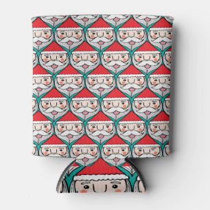 Cheerful Santa Claus Christmas Pattern Can Cooler