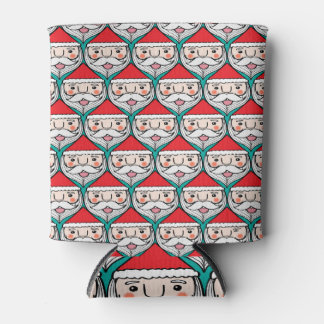 Cheerful Santa Claus Christmas Pattern Can Cooler
