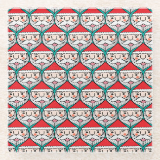 Cheerful Santa Claus Christmas Pattern Glass Coaster